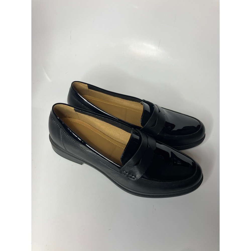 Hotter‎ Dorset Loafers Womens 9 Black Excellent Patent Leather Penny Shoes